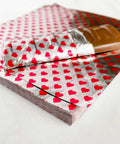 6 inch Valentine Candy Foil Wrappers | Heart Print Candy Foil | Foil for Wrapping Chocolate Bars