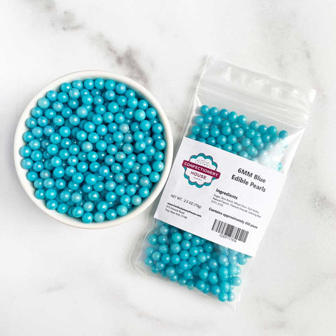 6mm Blue Edible Sugar Pearls