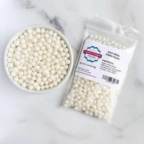 6mm White Edible Sugar Pearls