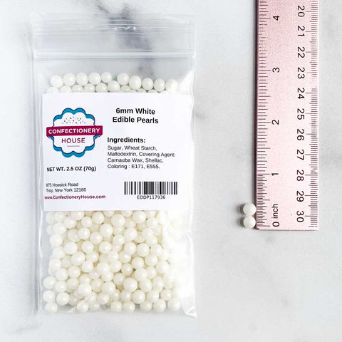 Edible Pearls - White 6 mm