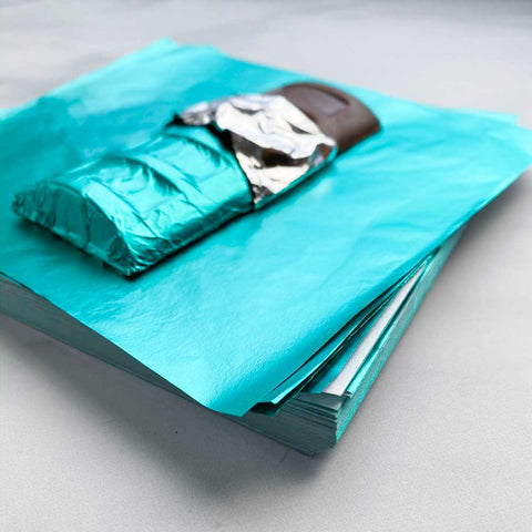 6x6 inch Teal Chocolate Foil Wrappers