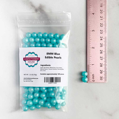 8mm Blue Edible Sugar Pearls
