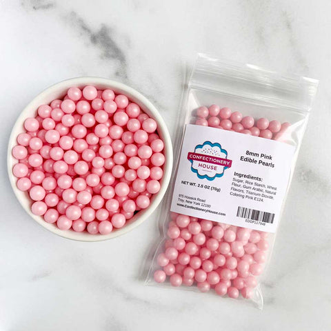 8mm Pink Edible Sugar Pearls