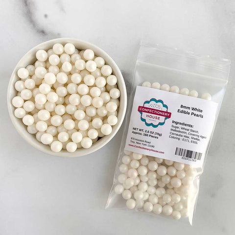 8mm White Edible Sugar Pearls