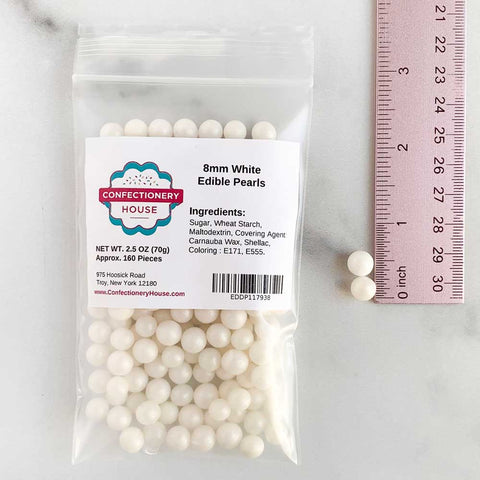 8MM White Edible Pearls