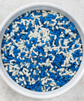 Blue and White Jimmies sprinkles