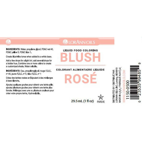 Blush Liquid Food Color Label