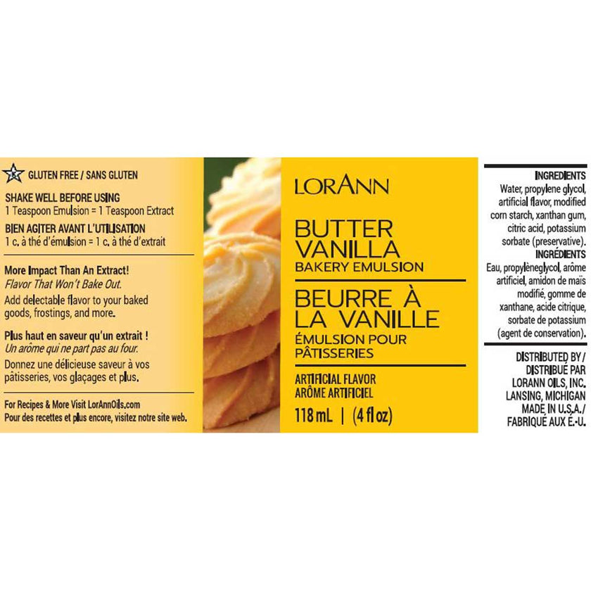 LorAnn Butter Vanilla Bakery Emulsion flavorings, extracts, and