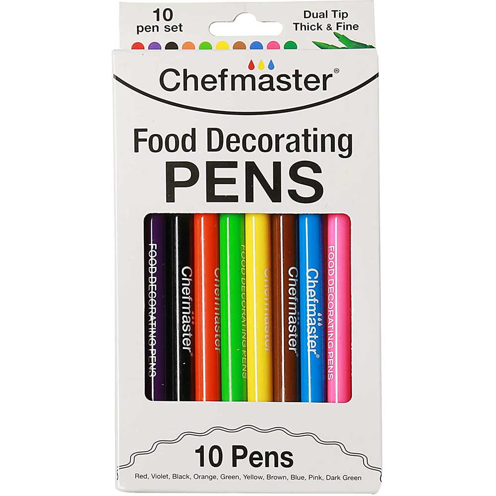12 Stylos Colorants Alimentaires Comestibles - Marqueurs Double Face + Tampons Fruits - Décoration Gâteaux