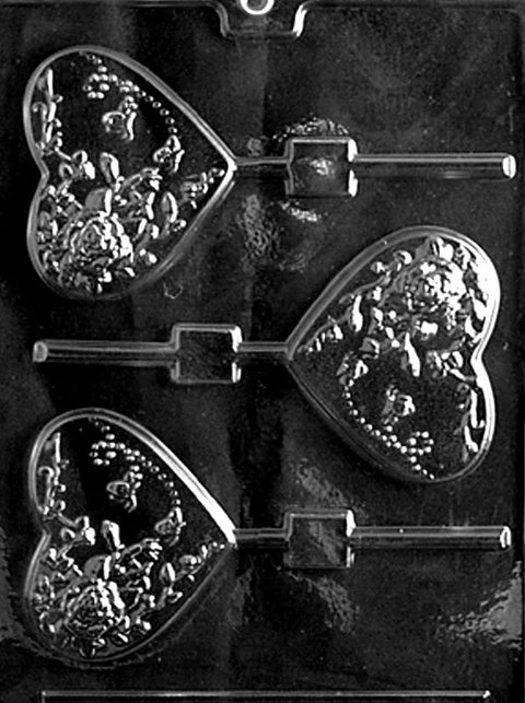 Heart pop with flowers candy mold