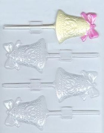 bell with bow pop candy mold