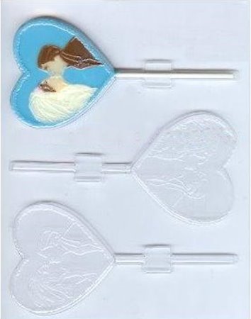 bride and groom on heart pop mold