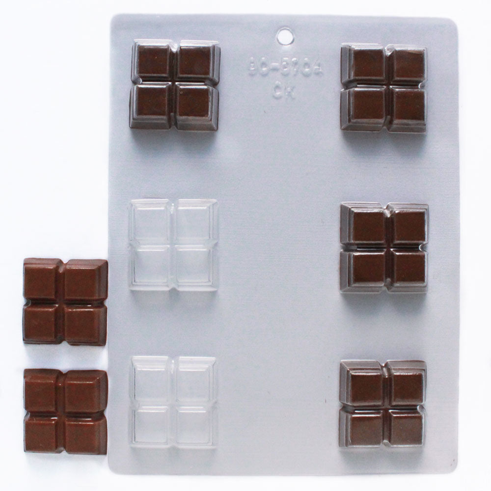 Pastry Tek Polycarbonate Break-Apart Chocolate Bar Mold - 4-Compartment -  10 count box