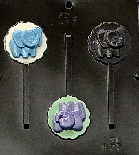 Elephant on Scallop Round Pop Candy Mold