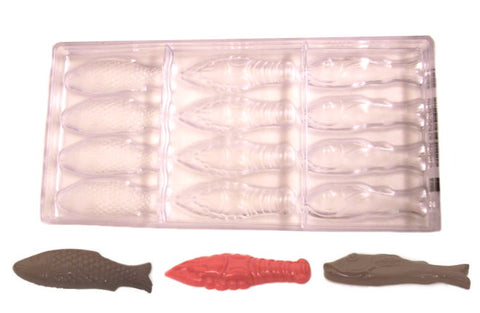 fish and lobster european chocolate mold