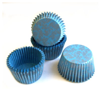 mini muffin blue and silver high tea cups