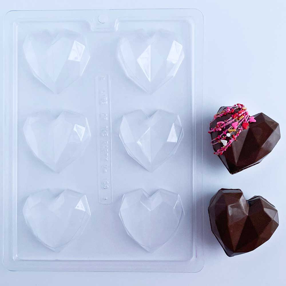 3 Piece, Geometric, Breakable Heart, Plastic Chocolate Mold – Frans Cake  and Candy