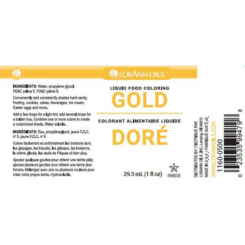 Gold Liquid Food Color Label
