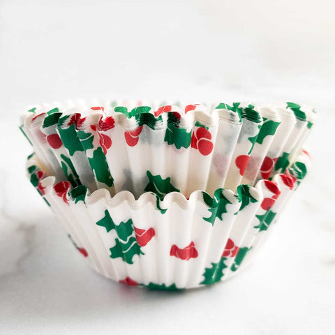 Holly Print Cupcake Liners