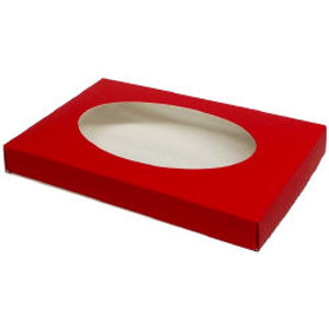 1/2 Pound Red Candy Box with Oval Window