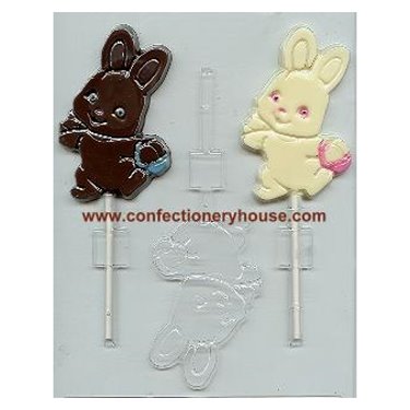 Cute Bunny With Basket Pop Candy Mold