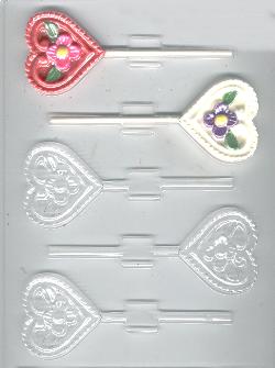 Heart With Flowers Pop Candy Molds