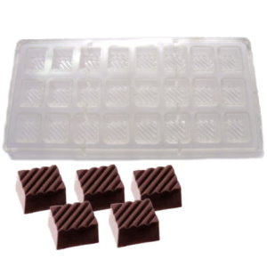 Ridged Square Polycarbonate Chocolate Mold