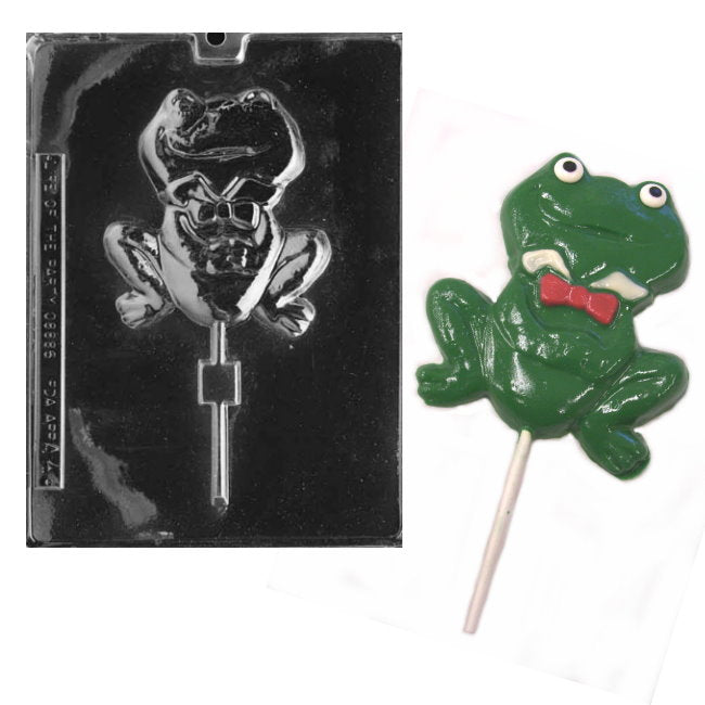 Large Frog With Bow Tie Lollipop Chocolate Mold - Confectionery House