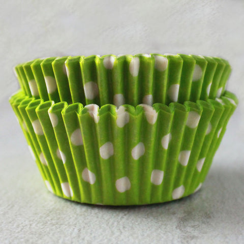 Lime Green Polka Dot Cupcake Cups