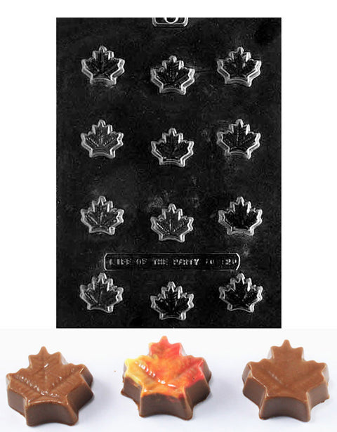 Maple Leaf Pieces Candy Mold and Chocolates