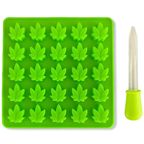 Marijuana Leaf Silicone Mold With Dropper