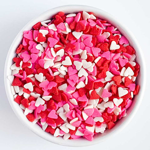 Red Pink and White Heart Sprinkles