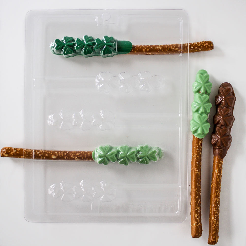 Shamrock Pretzel Rod Chocolate Mold - Confectionery House Shamrock Pretzel Rod Chocolate Mold - Confectionery House