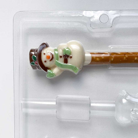Snowman Pretzel Rod Candy Mold Pic