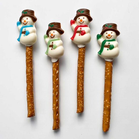 Snowman Pretzel Rod Chocolate Mold Image