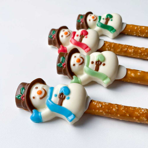 Snowman Pretzel Rod Chocolate Mold Pic