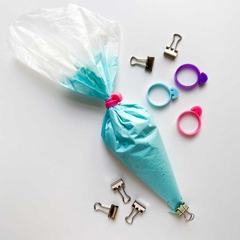 Tipless piping bags |Icing bag ties | Icing bag clips