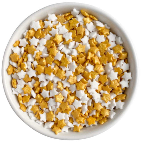 White And Gold Stars Sprinkle Mix